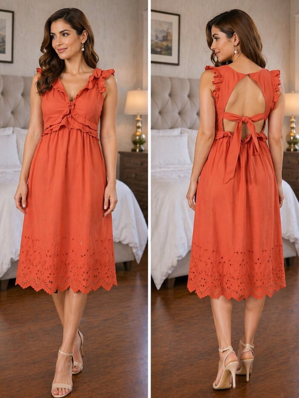 NWT Self-Portrait Openwork Ruffle Midi Dress $505